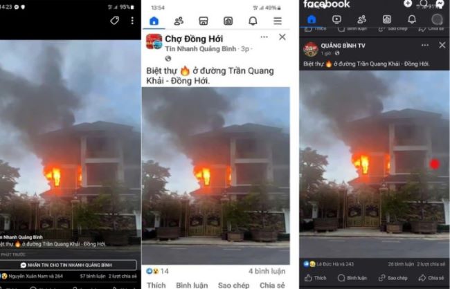 Hình Ảnh Vụ Cháy Mà Các Fanpage, Hội Nhóm Ở Quảng Bình Đưa Tin Thất Thiệt Gây Hoang Mang Dư Luận.