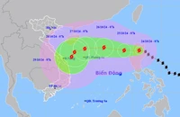 Vị Trí Và Hướng Di Chuyển Của Bão Trà Mi. (Nguồn: Nchmf.gov.vn)